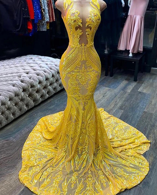 Long elegant printed prom Dress