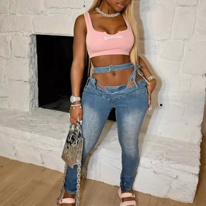 Drop Low Cut Out Pants