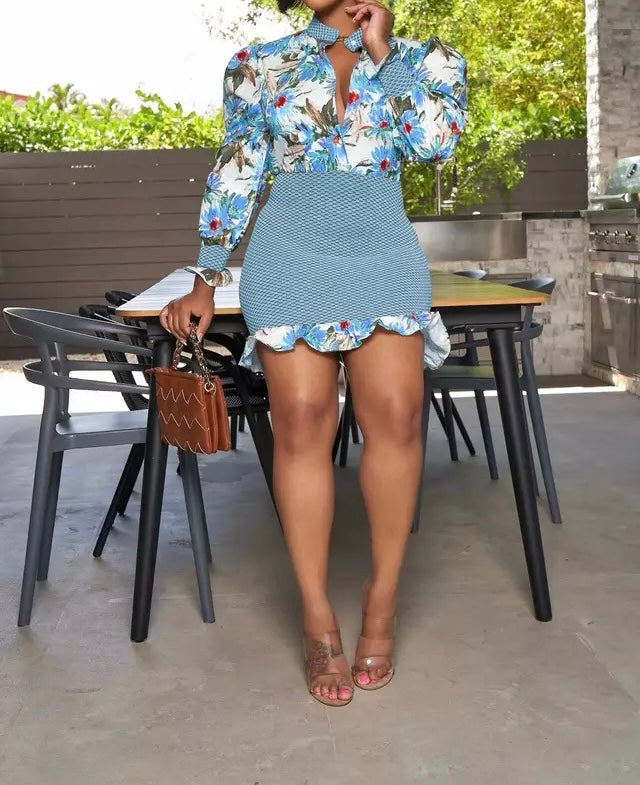 Classy Flower Fitted Dress