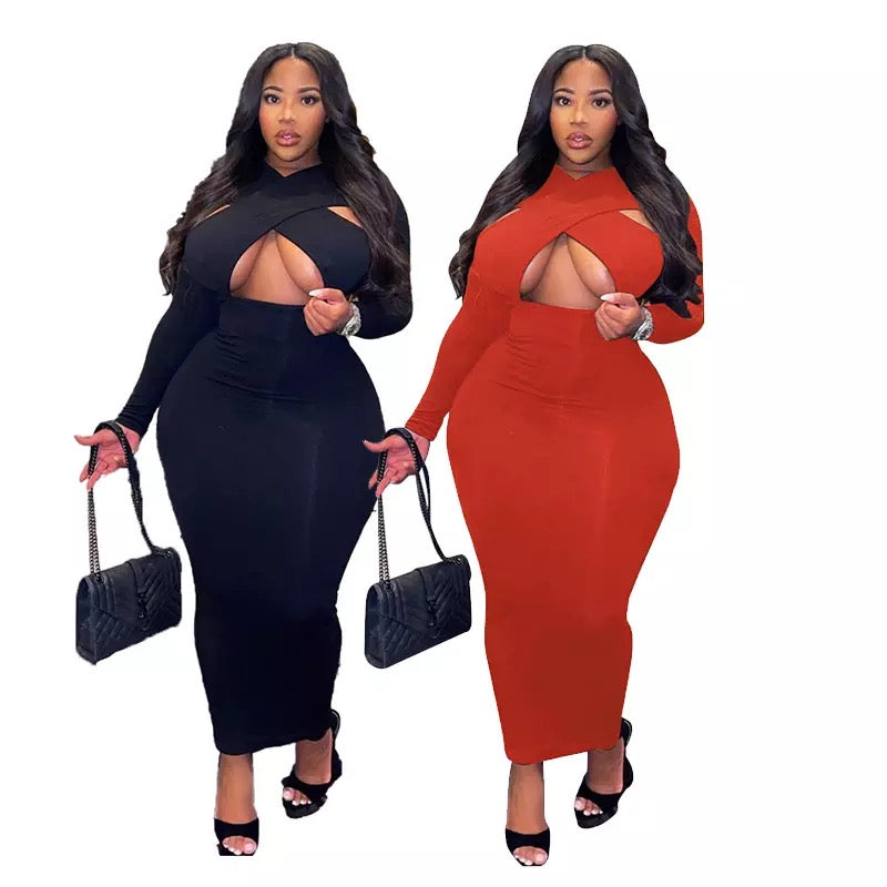Cross Over Long Dress