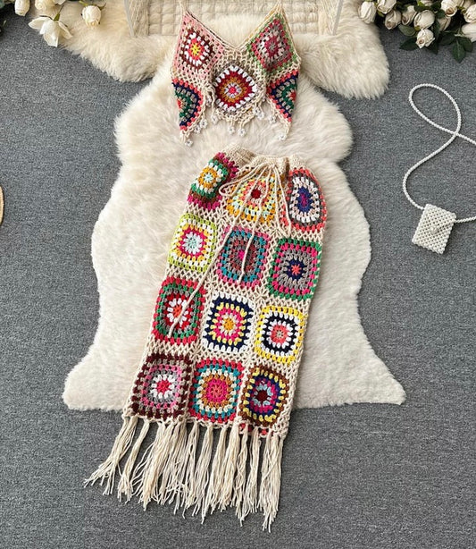 Long Knitted Skirt Set