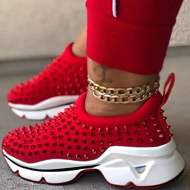 Red Bottom Spike Sneakers