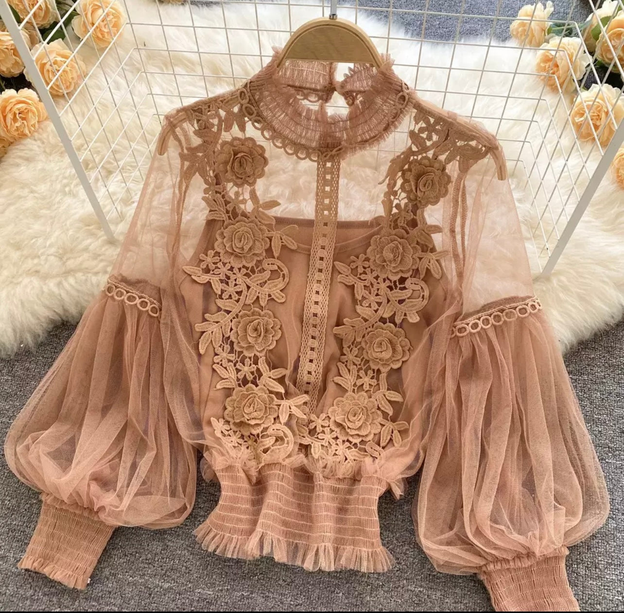 Flower Sheer Blouse