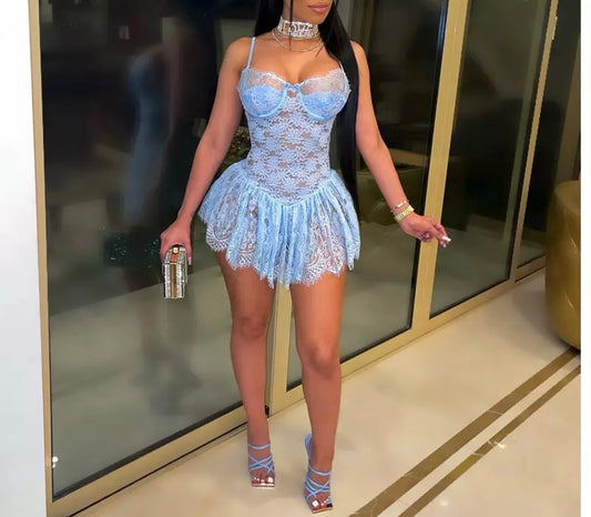 See Thru Mini Party Dress