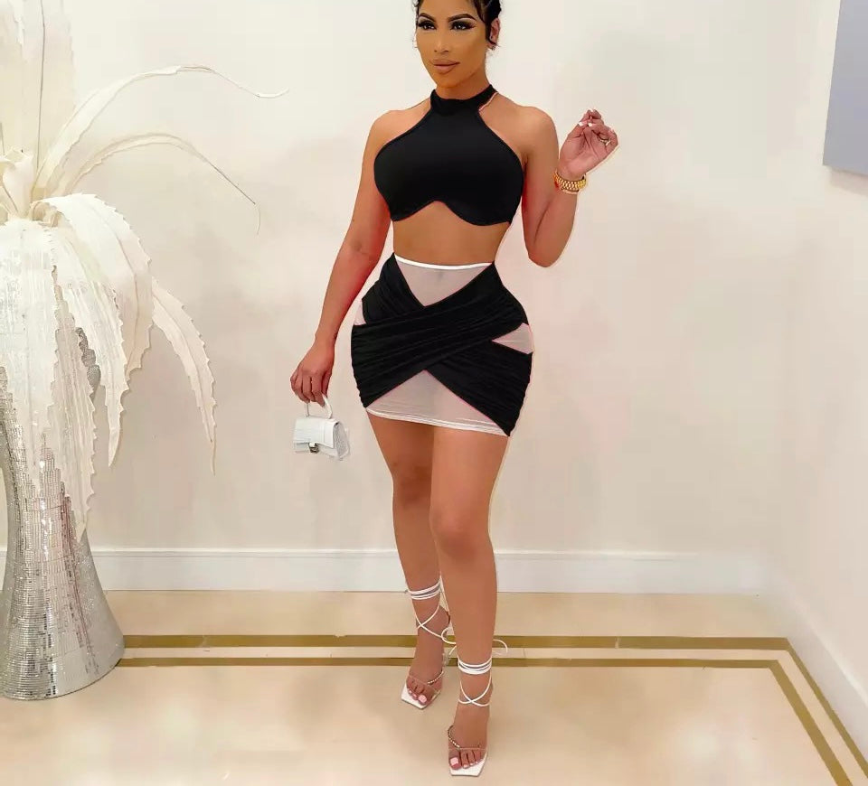 Cross Over Skirt Set