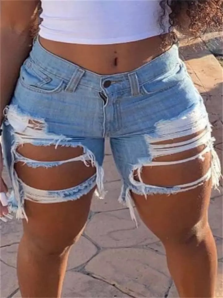 Plus Size Ripped Out Shorts