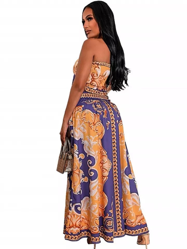Long Maxi Floral Skirt Set