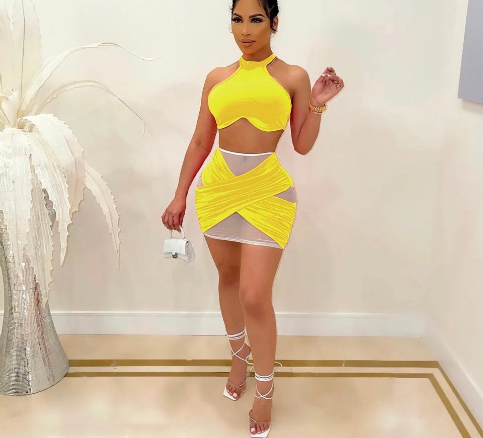 Cross Over Skirt Set