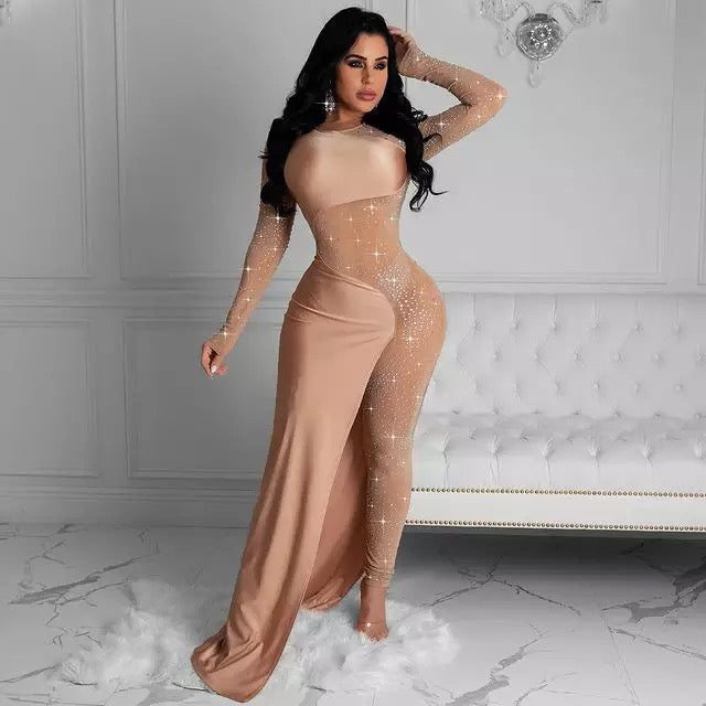 Plus Size Celebrity Fashion Diamond Jumpsuit