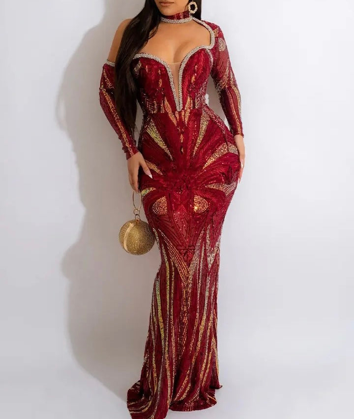 Long Elegant Sequin Dress