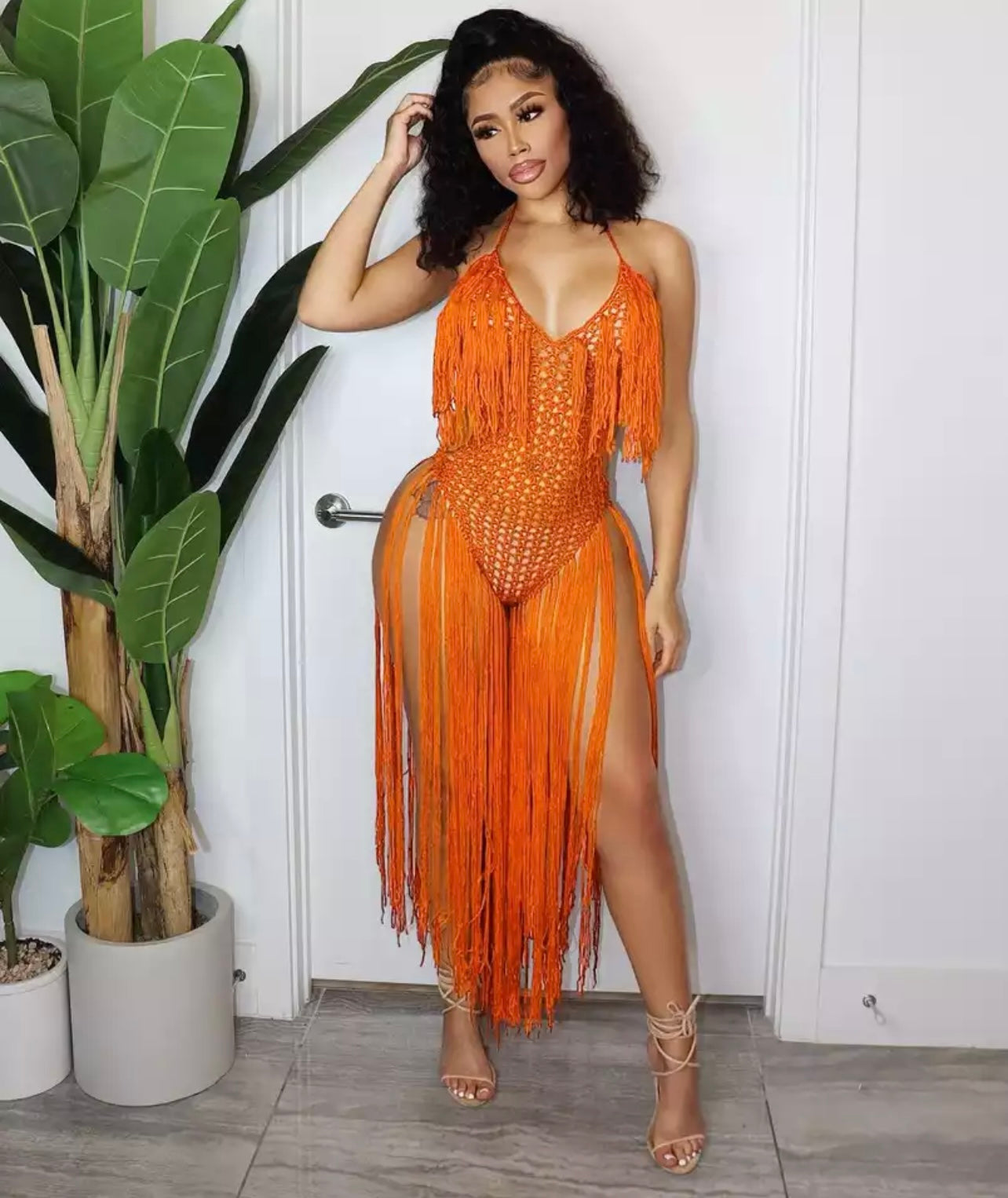 One Piece Long Tassel Beachwear