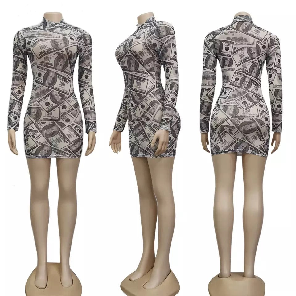 Money Long Sleeve Dress