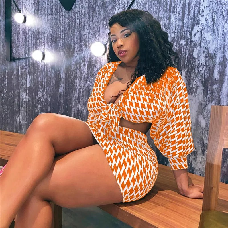 Plus Size Cropped Skirt Set