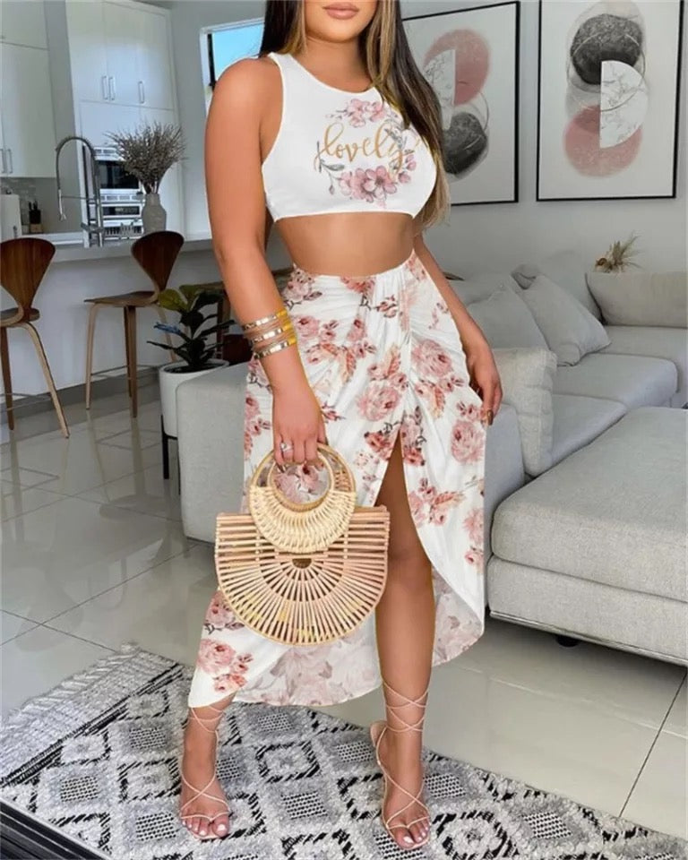 V Cut Skirt Set