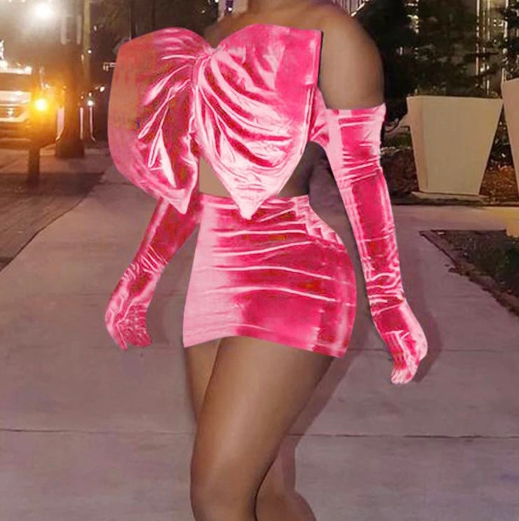 3 Piece Sexy Bow Skirt Set