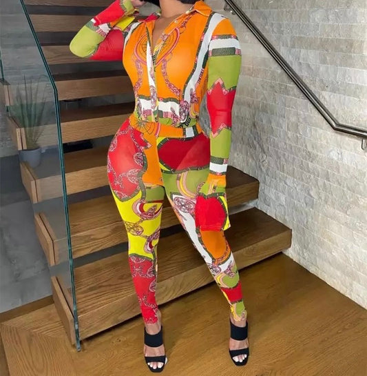 Multi Long Sleeve Jumpsuit