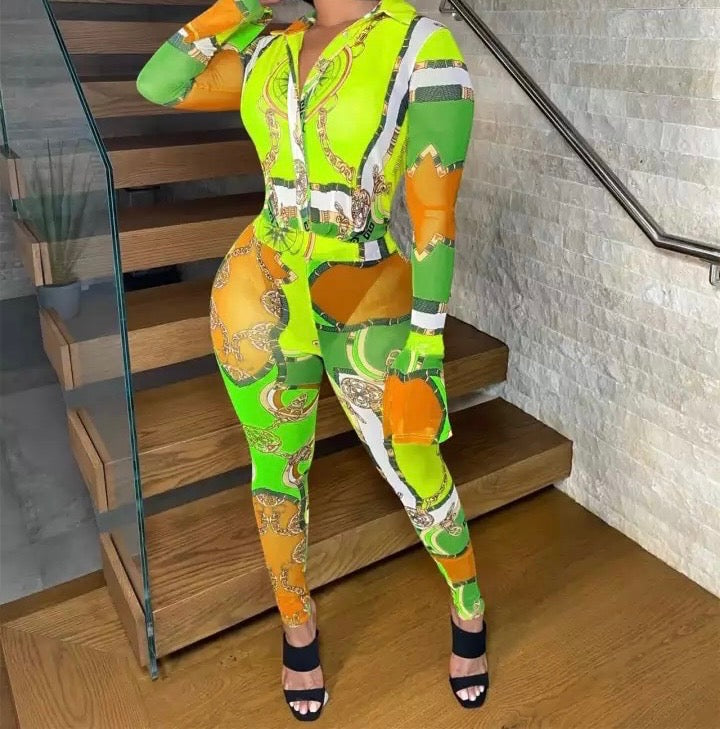 Multi Long Sleeve Jumpsuit