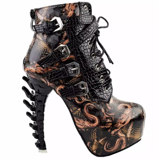 Snake Print Dragon Heels