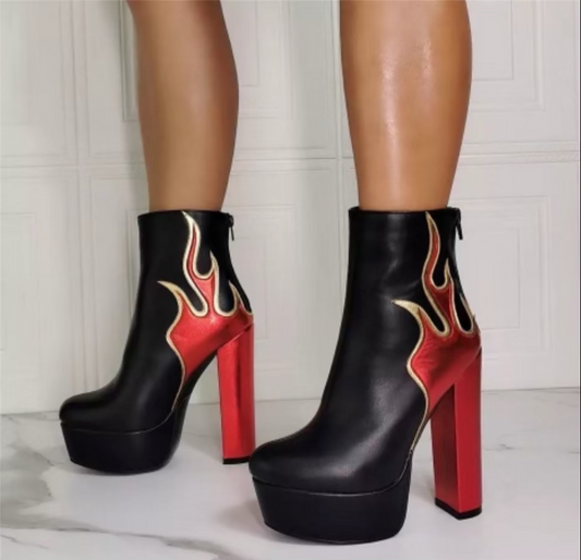 Black Flaming Boots