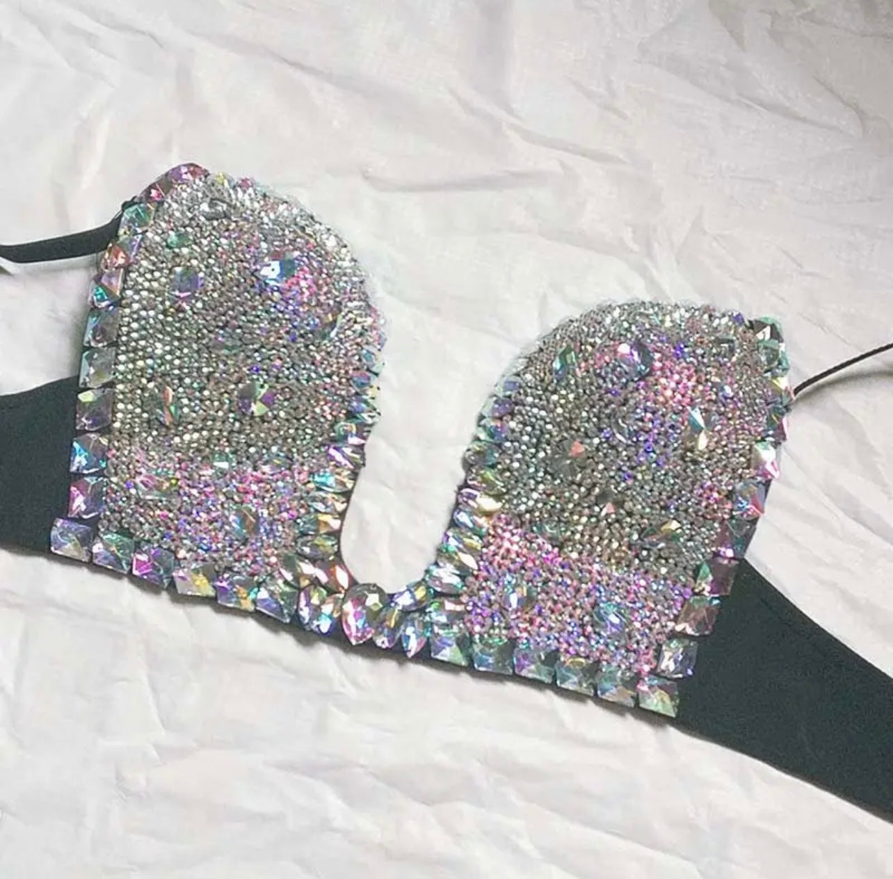 Rhinestone V Shape Bra Top