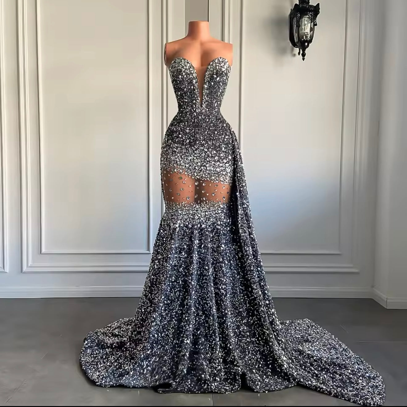 Jeweled Out Prom Dress