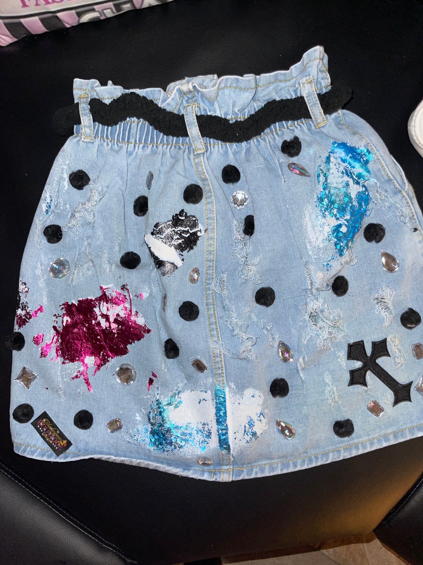 Custom Made Denim Metallic Skirt