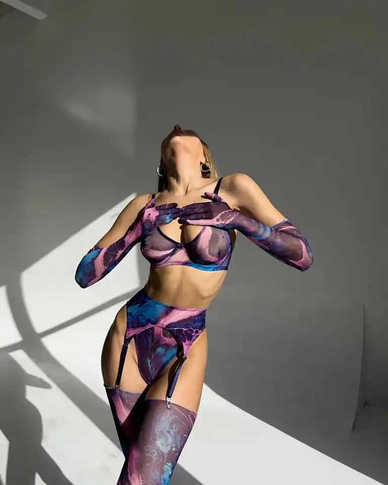 Sexy 4 Piece Bra Panties Set