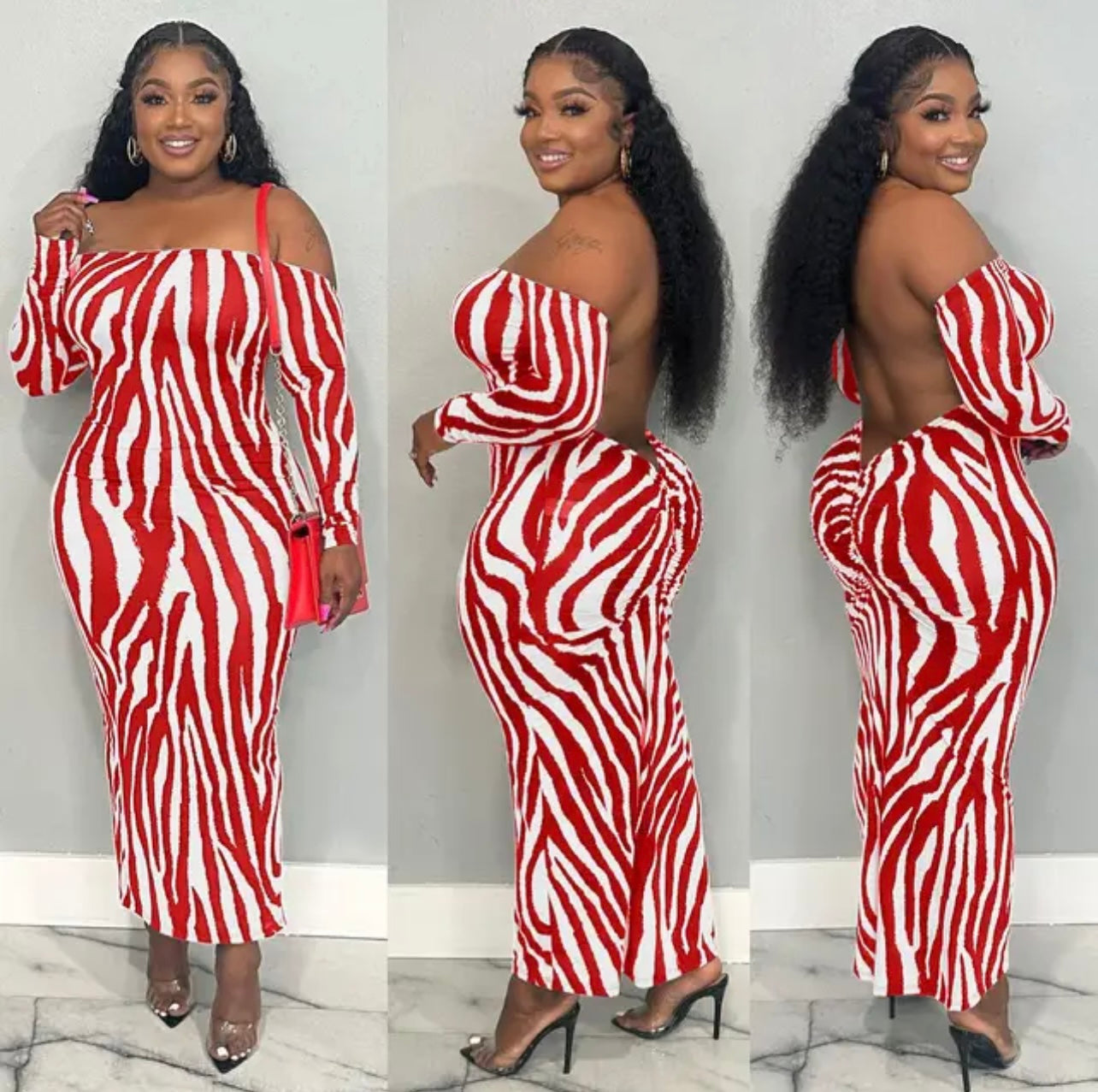 V Cut  Backless Dress