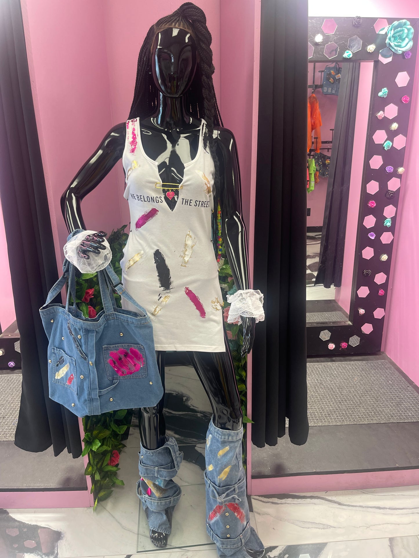 Denim Metallic Bag / Shoe Covers