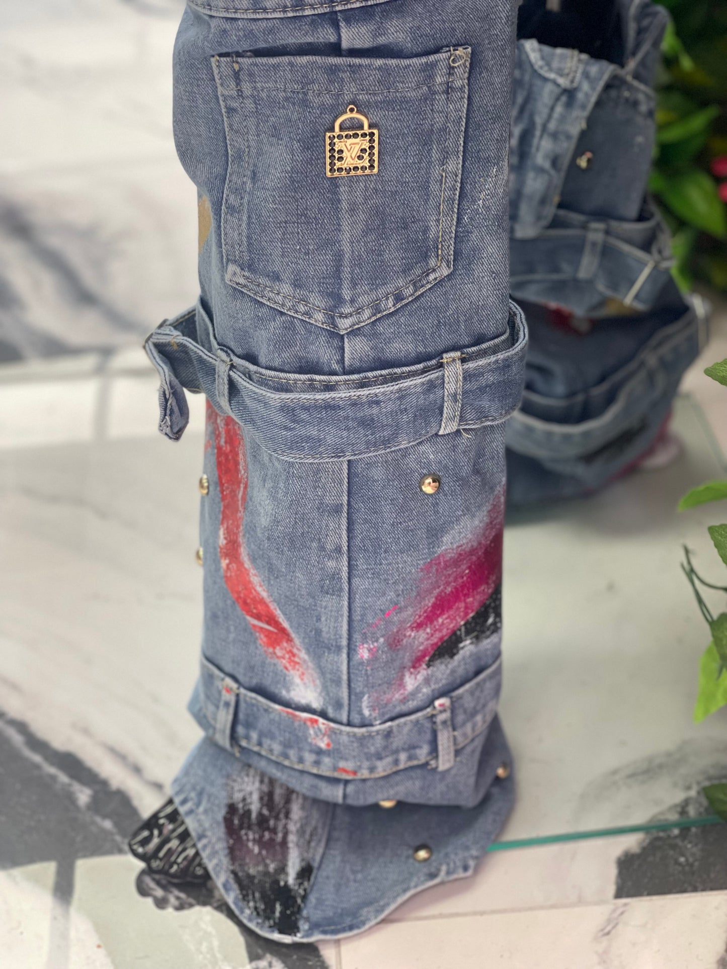Denim Metallic Bag / Shoe Covers