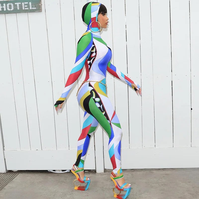 PatchWork Hooded Bodysuit