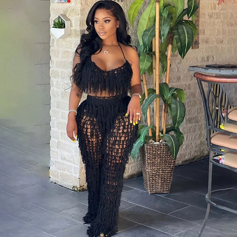Fringe  out two pieces Pants Set