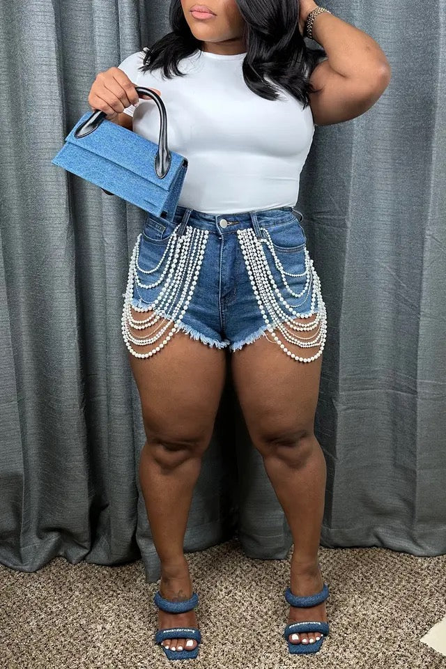 Denim Summer Pearl Shorts