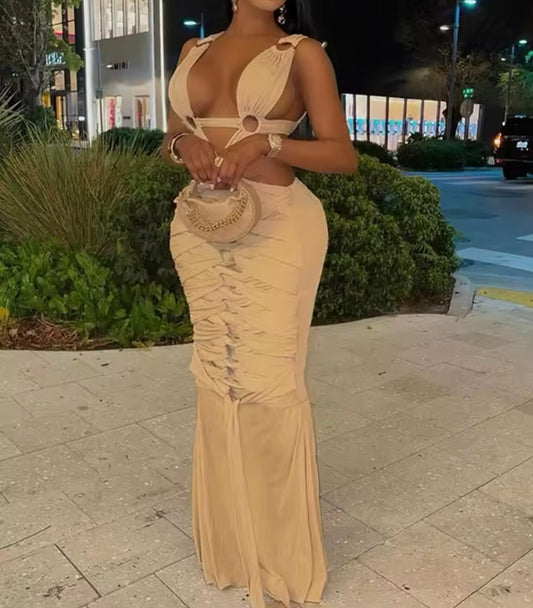 Khaki Cut Out Dress