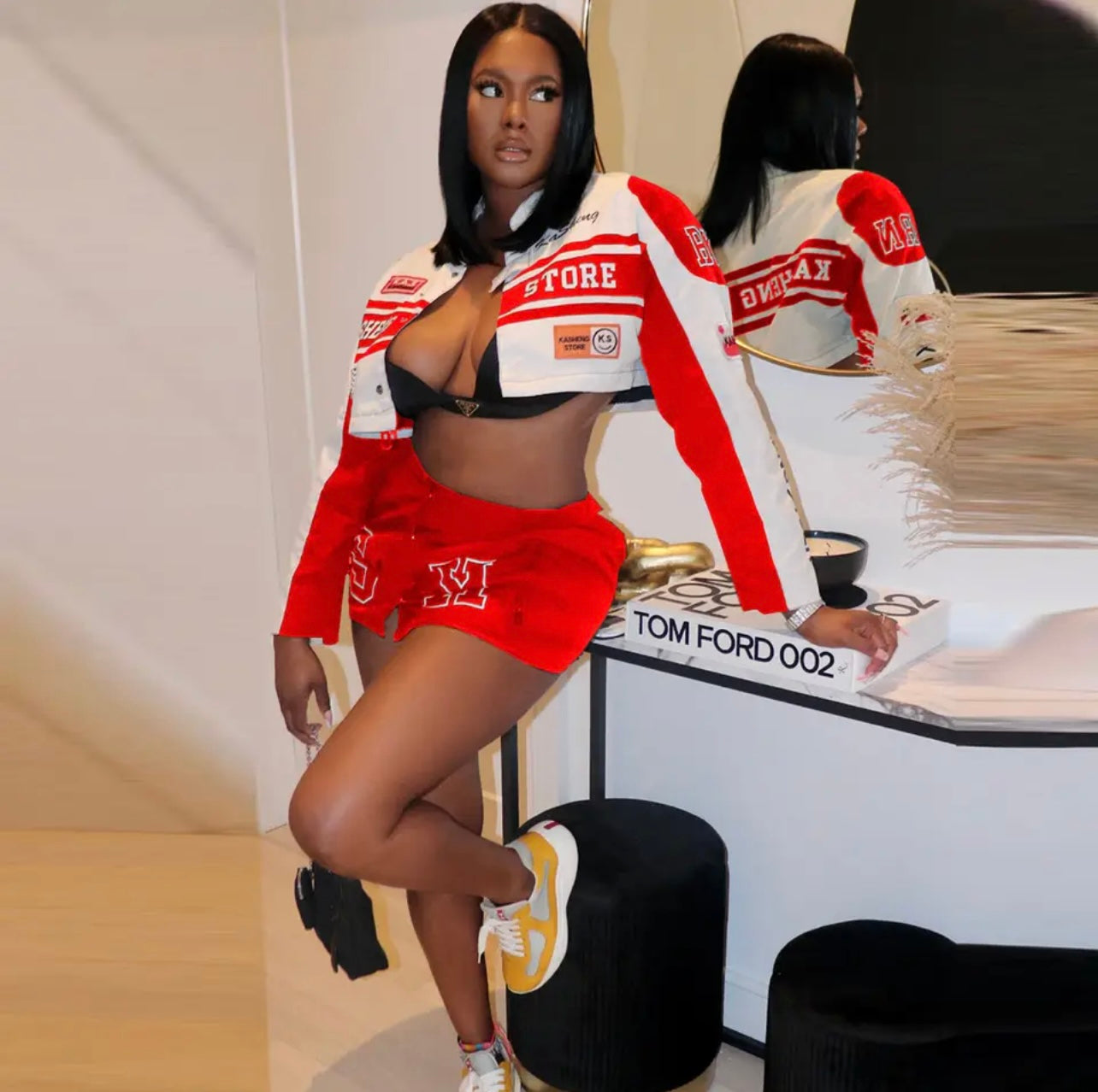 Stores Open Detachable  Jacket/ Skirt Set