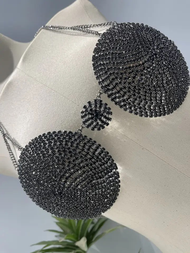 Rhinestone  Circle celebrity fashion top