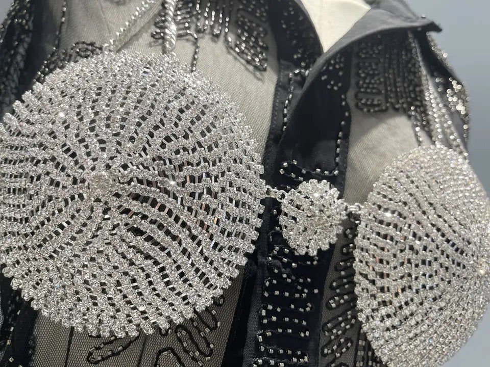 Rhinestone  Circle celebrity fashion top
