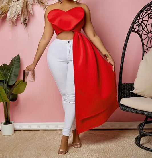 Heart long Crop Top