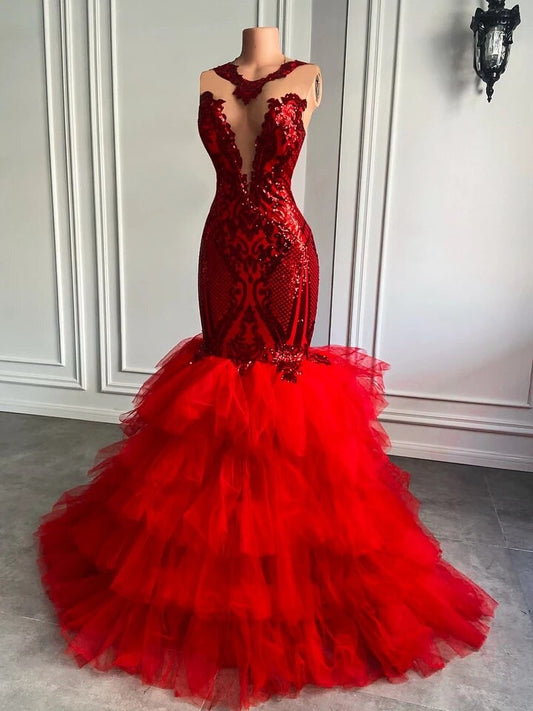 Ruffle Bottom Prom Dress