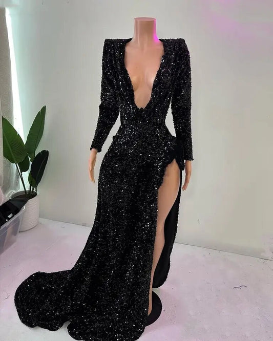 Long Cut out Sequins Dress