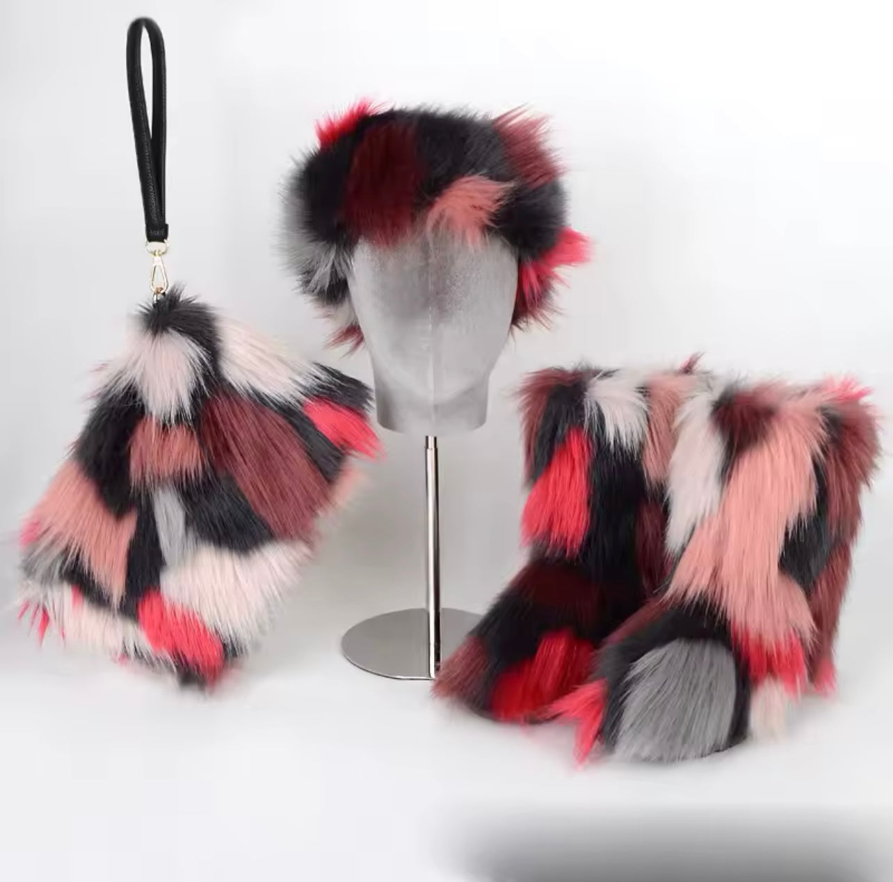 Fur Boots/Bag/Headband Set
