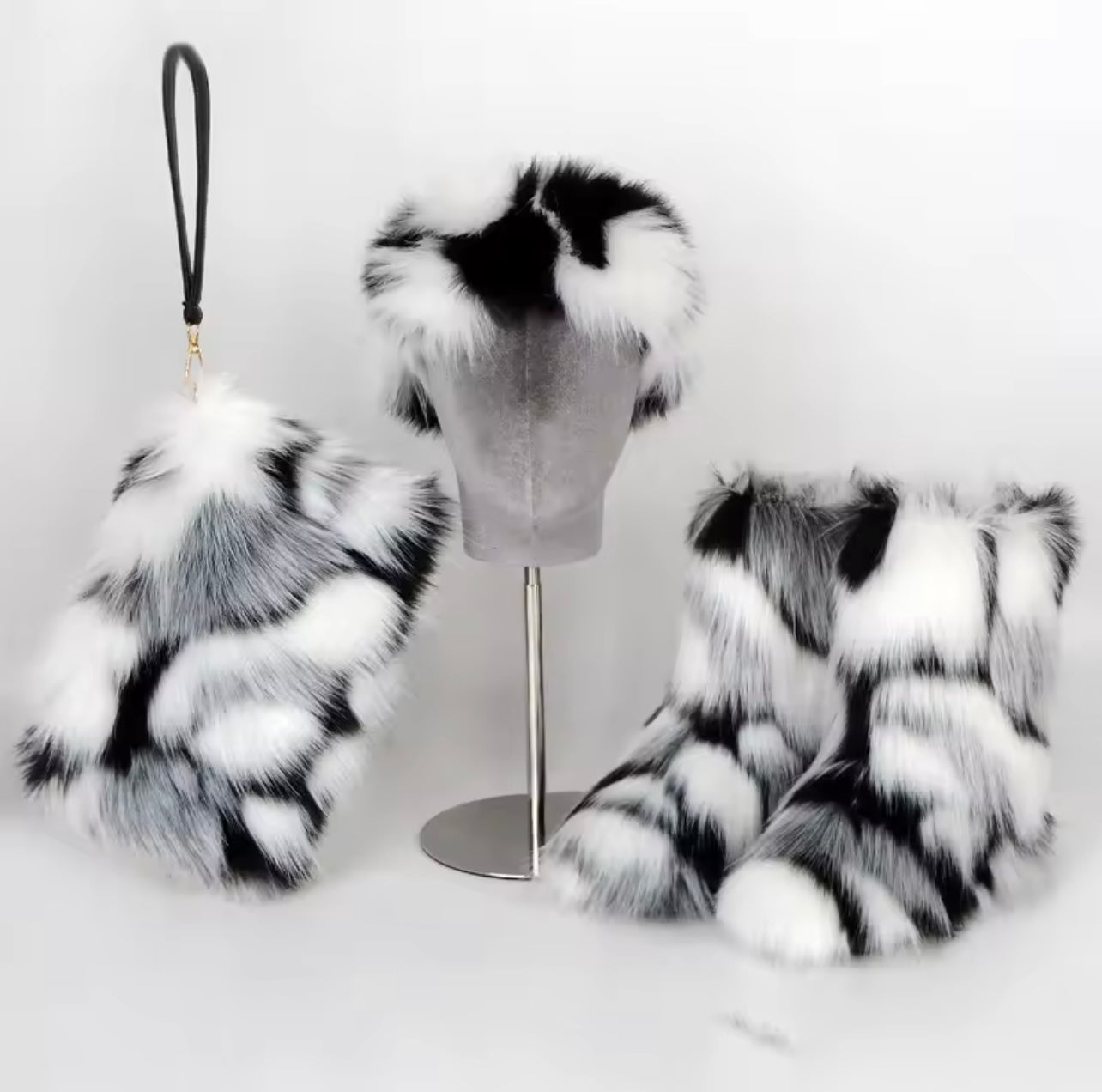 Fur Boots/Bag/Headband Set