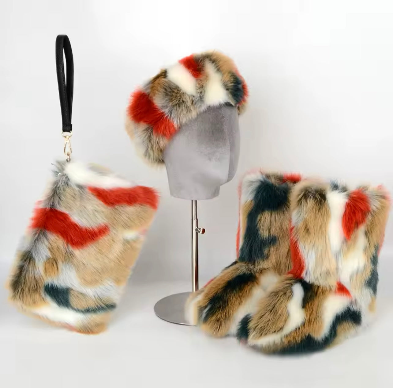 Fur Boots/Bag/Headband Set