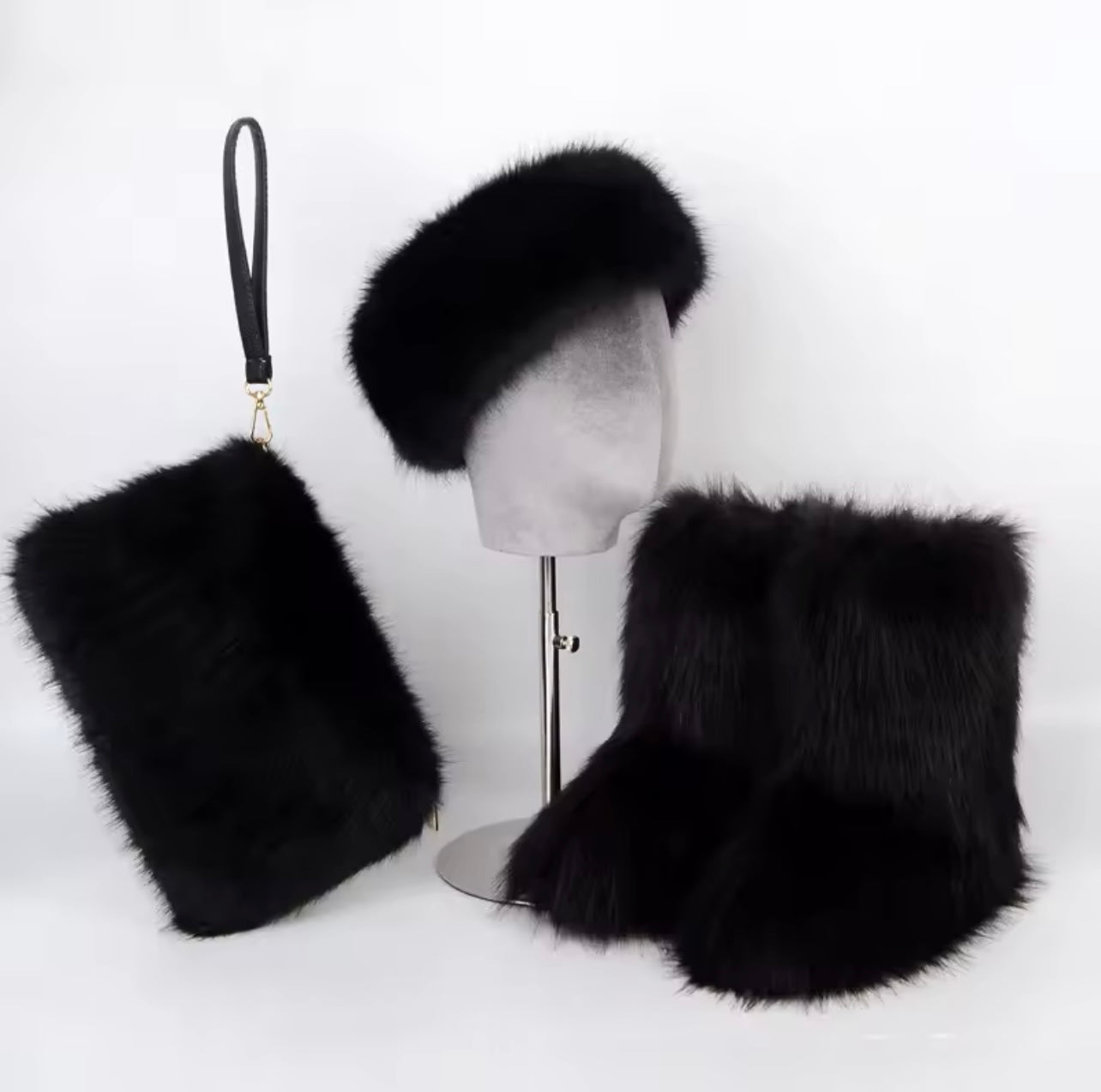 Furry Boots /Headband /Bag Set
