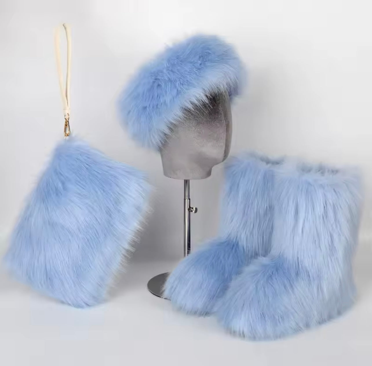 Furry Boots /Headband /Bag Set