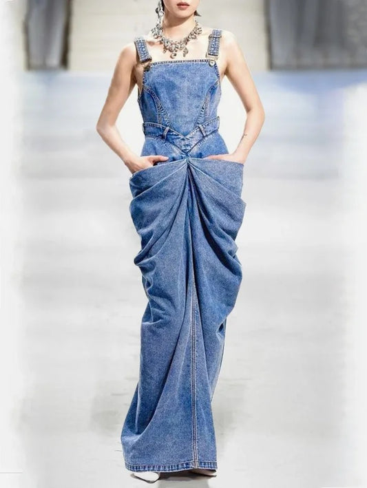 Long Vintage Denim Dress