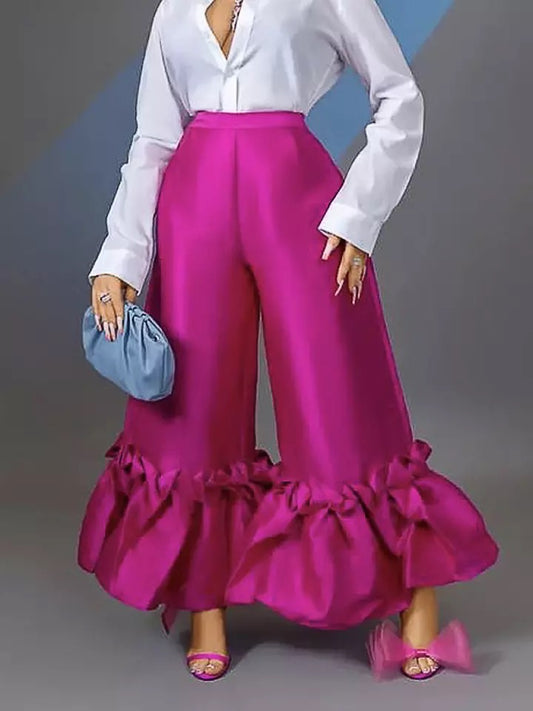 Plus Size Elegant Ruffle Pants