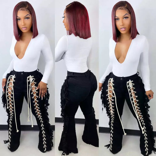 Lace Up Stretch Pants