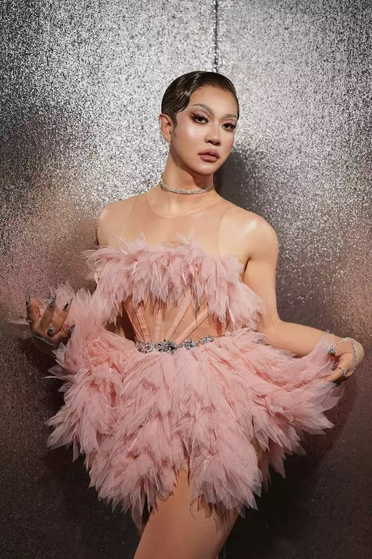 Feather Short Sexy Dress