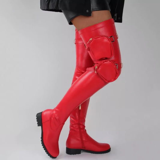 Pocket Tall Flat Boots